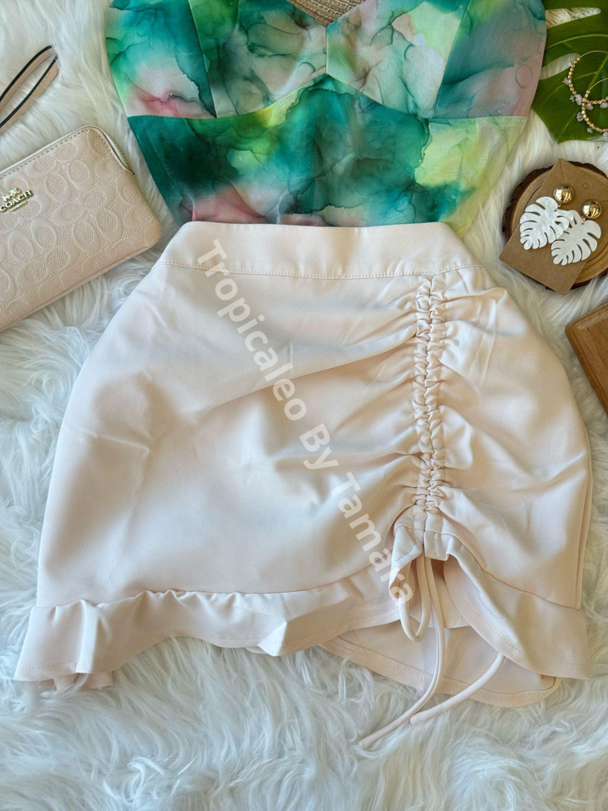 Light Pink Ruched Skort
