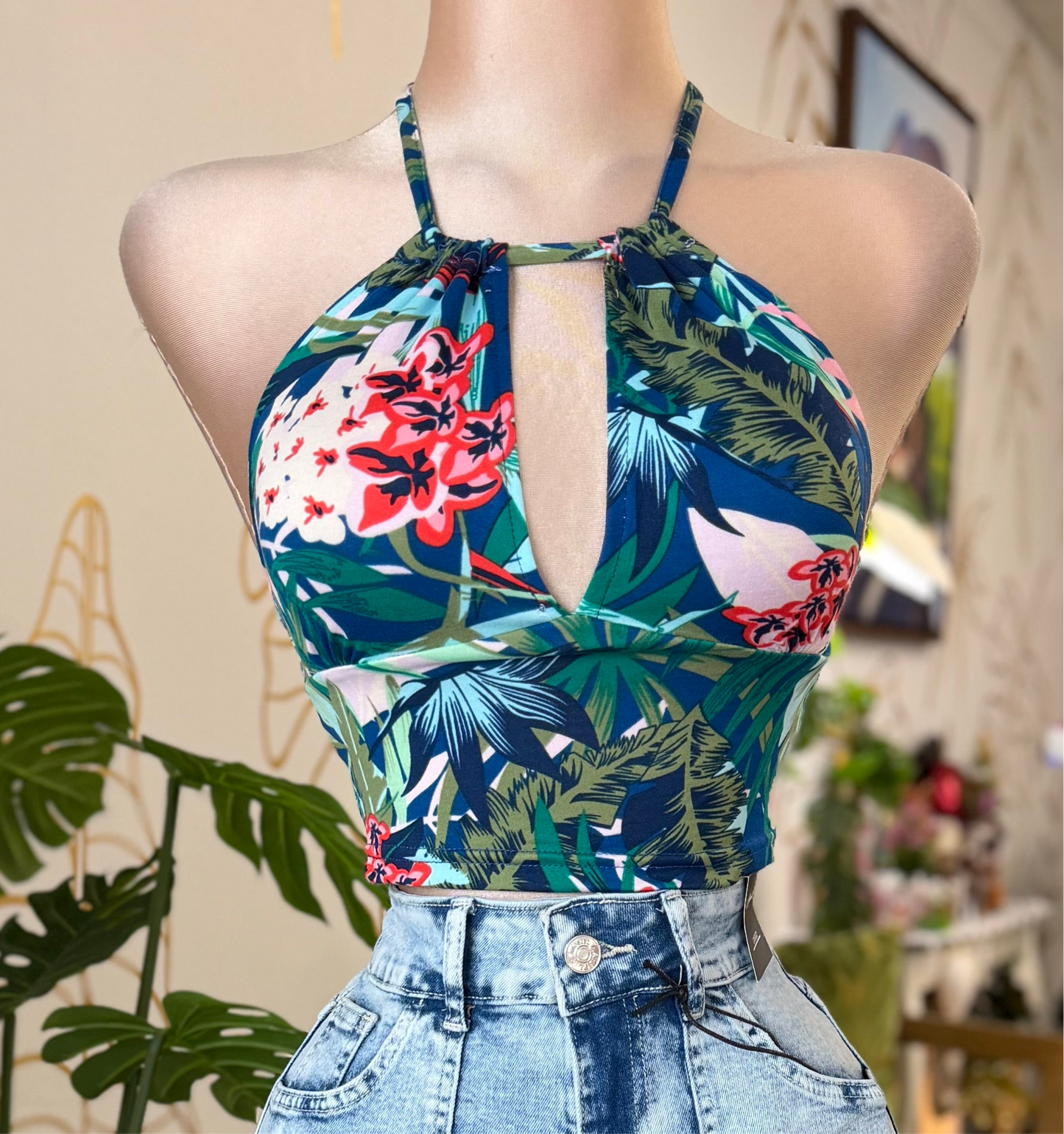 Tropical Vibe Top 🌺🌴🩵