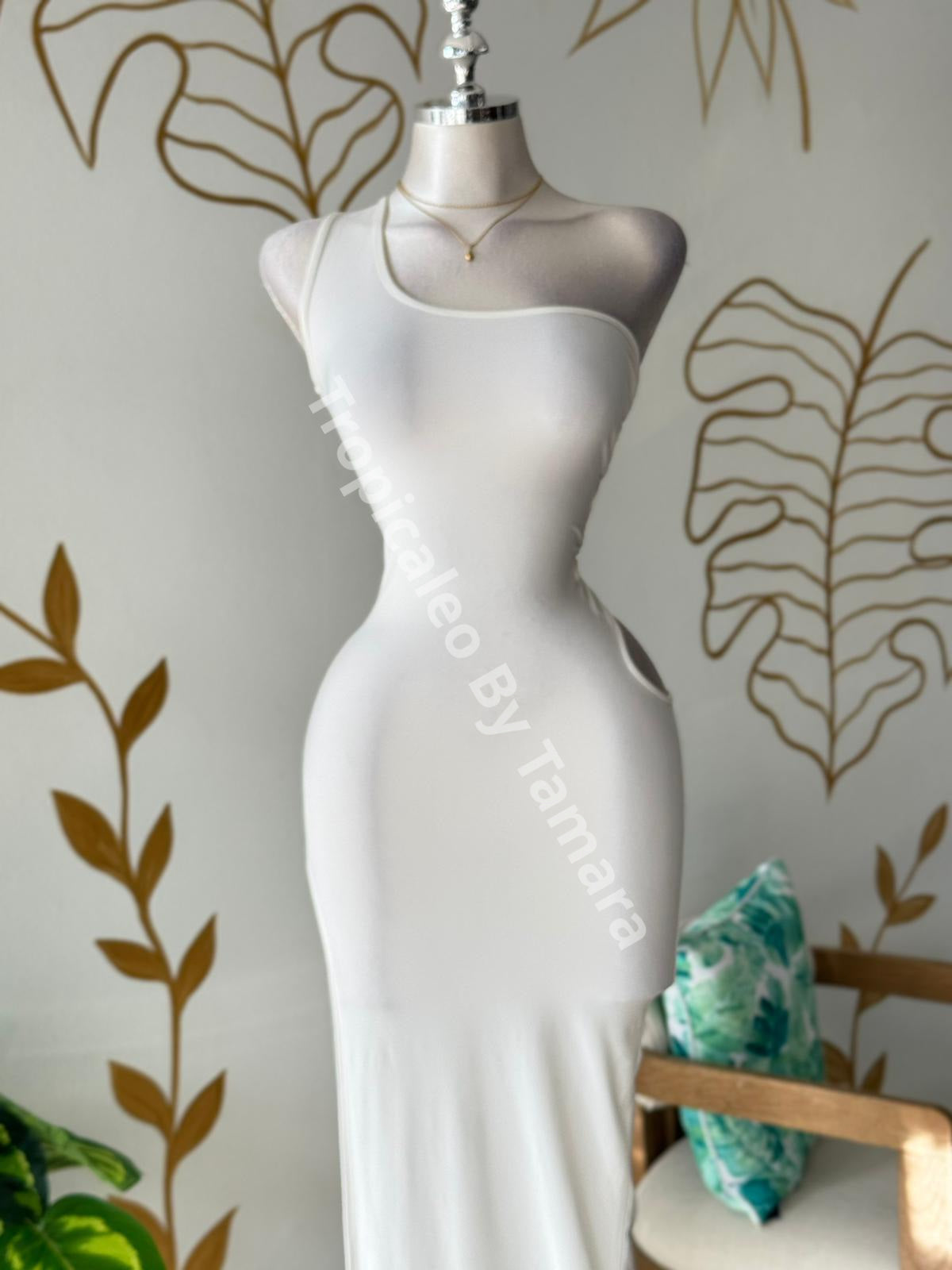 Lace-Up Side Slit Maxi Dress