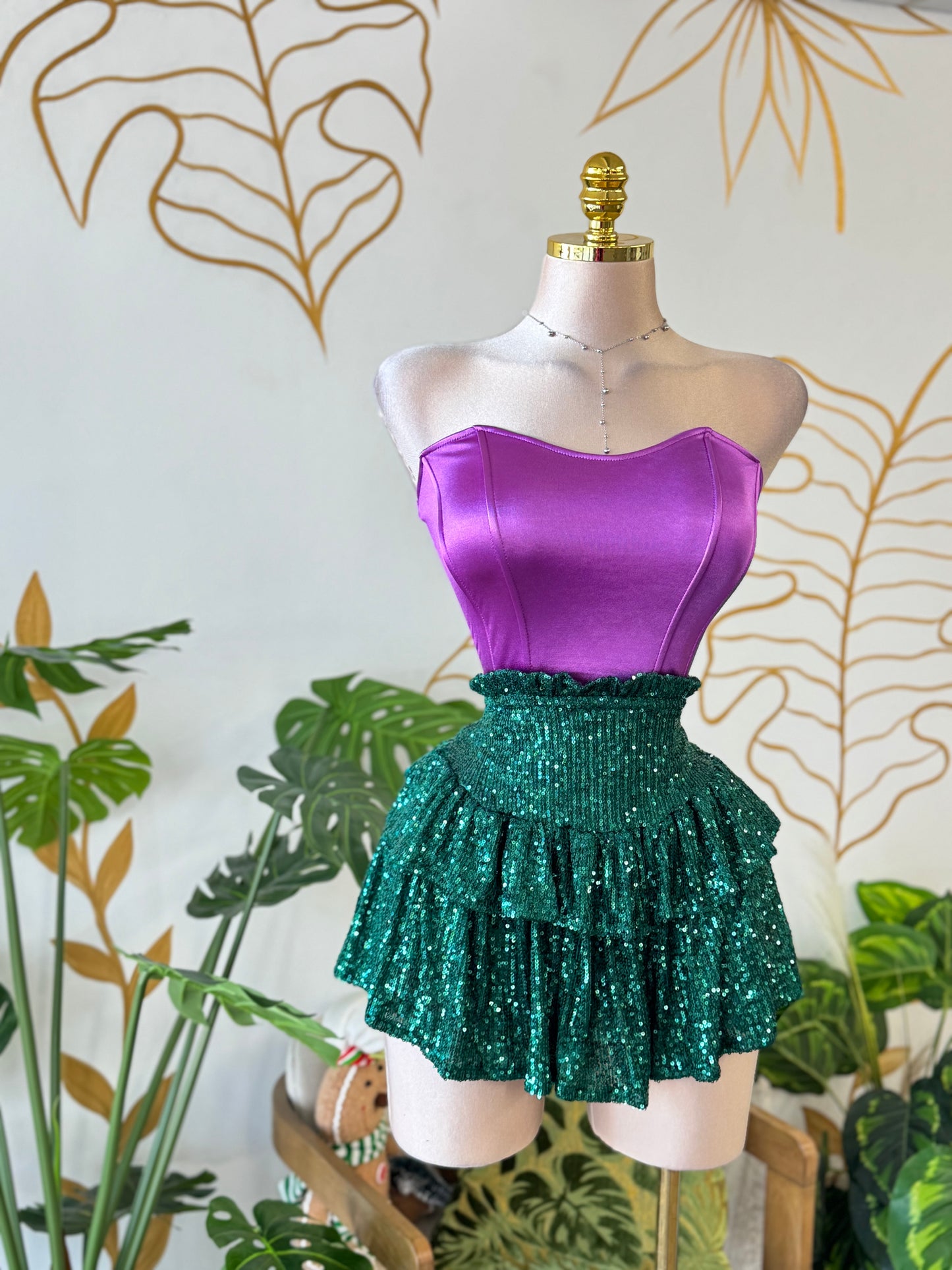 Emerald Sparkle Ruffle Skort