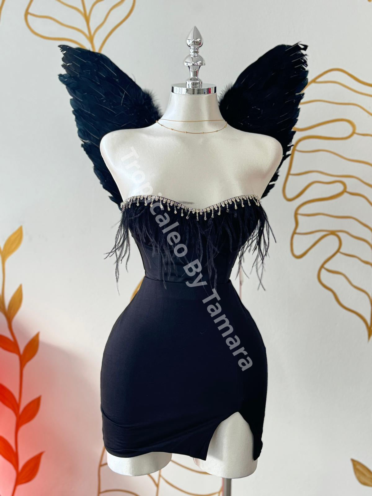 Midnight Glamour Feather Top