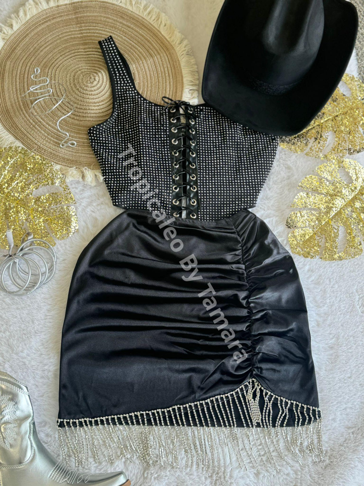 Satin Fringe Skirt (Falda)