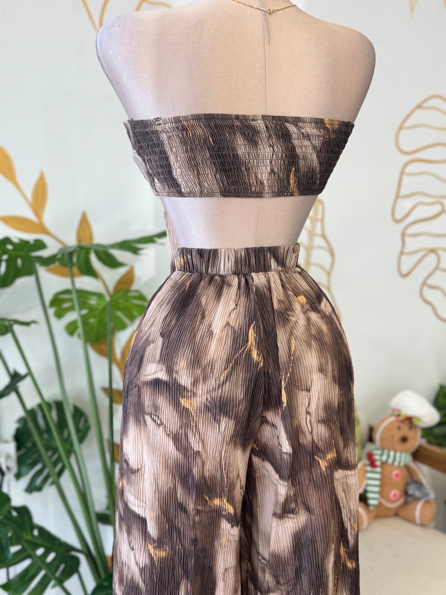 Mocha Marble Tie-Front Set