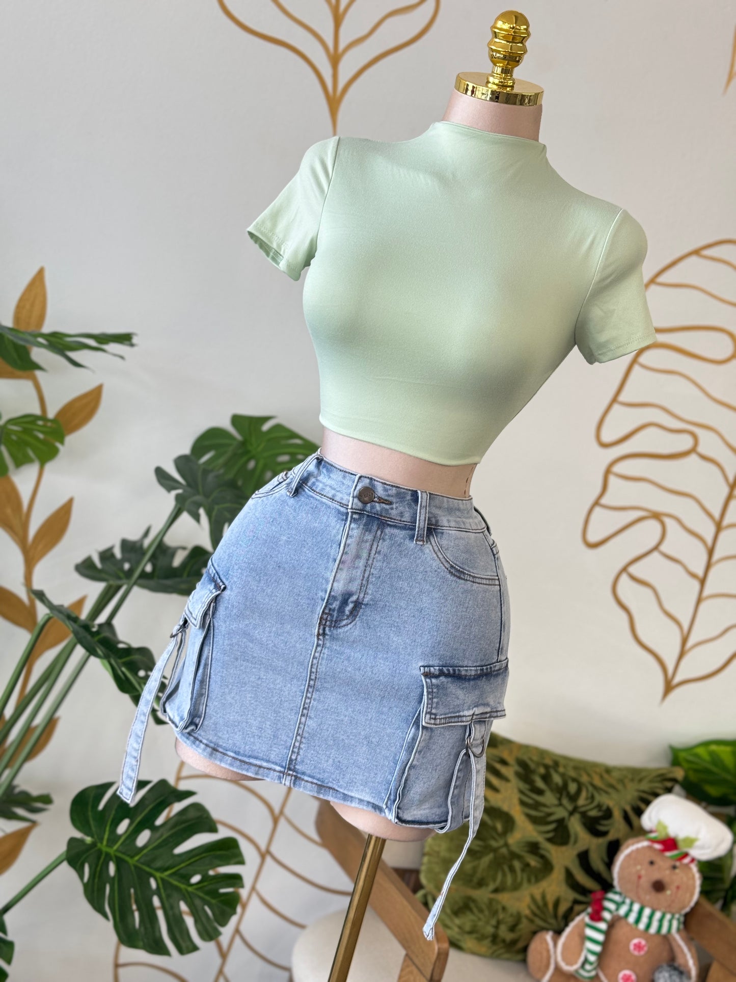 Denim Utility Mini Skirt