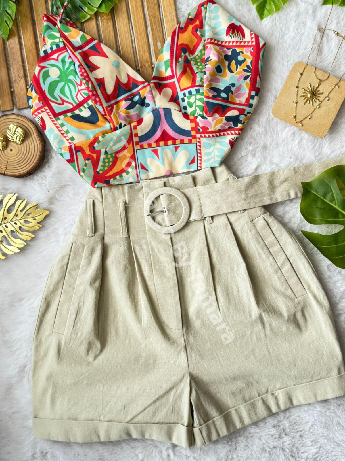 Linen Belted Shorts