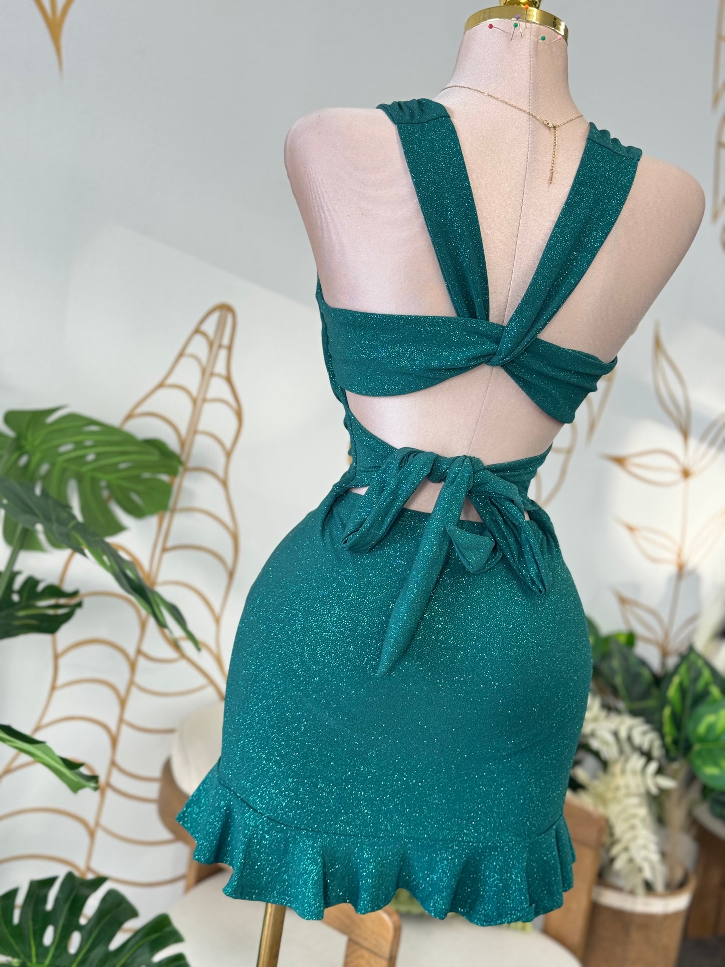 Emerald Glow Mini Dress