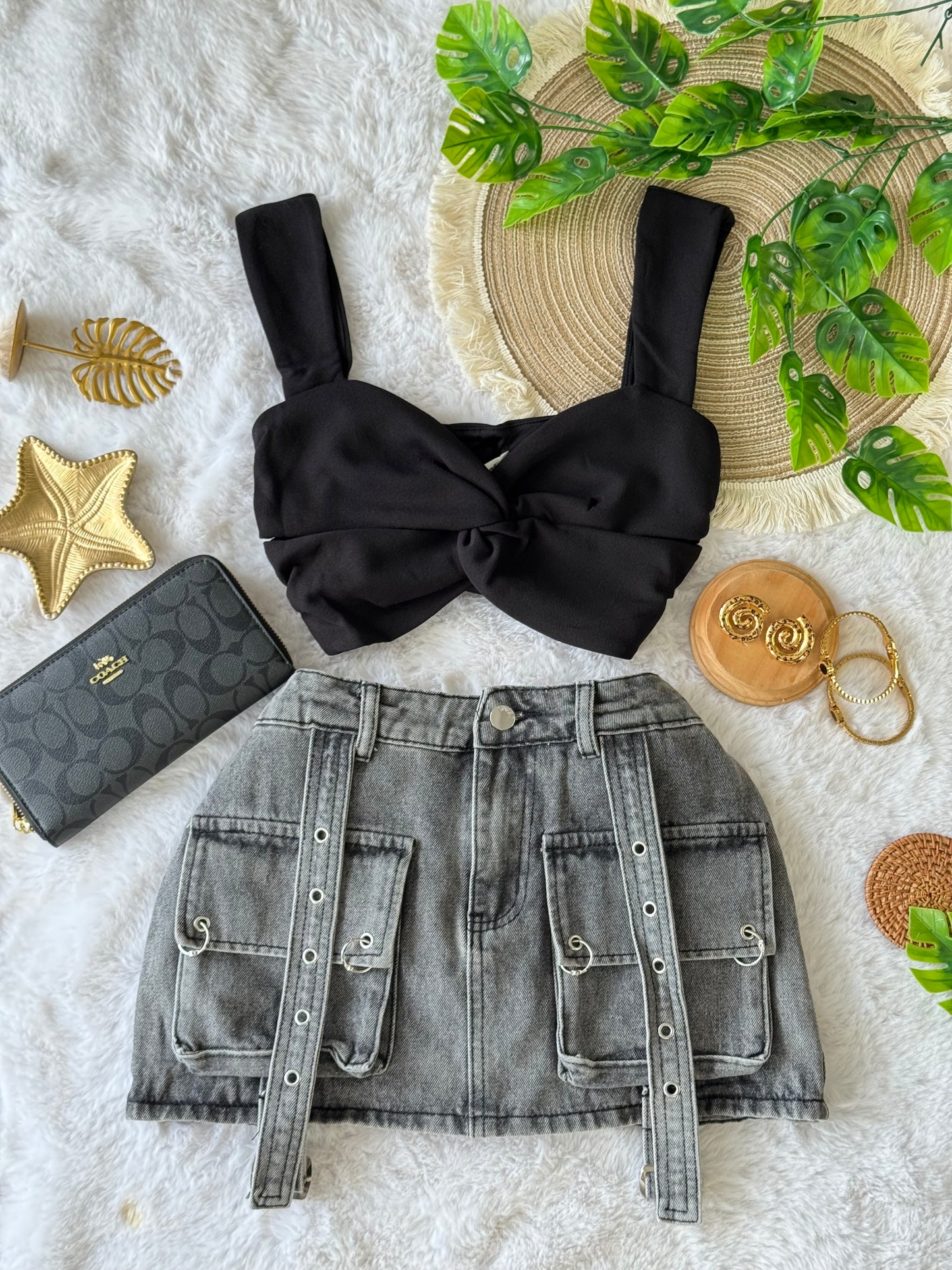 Utility Denim Mini Skort