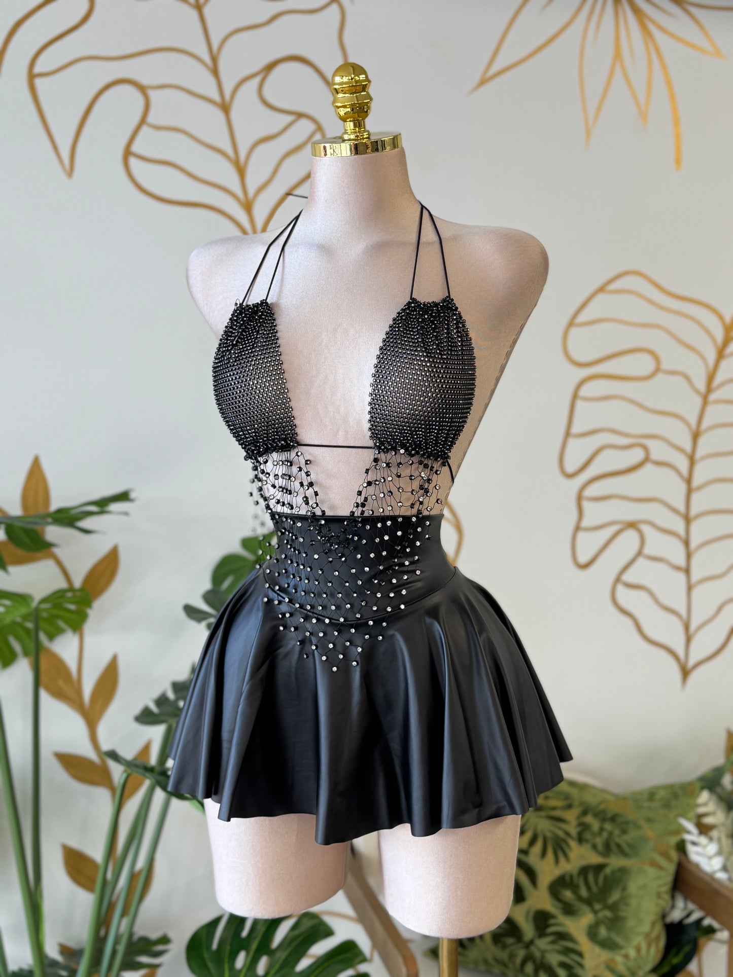 Crystal Noir Mesh Top