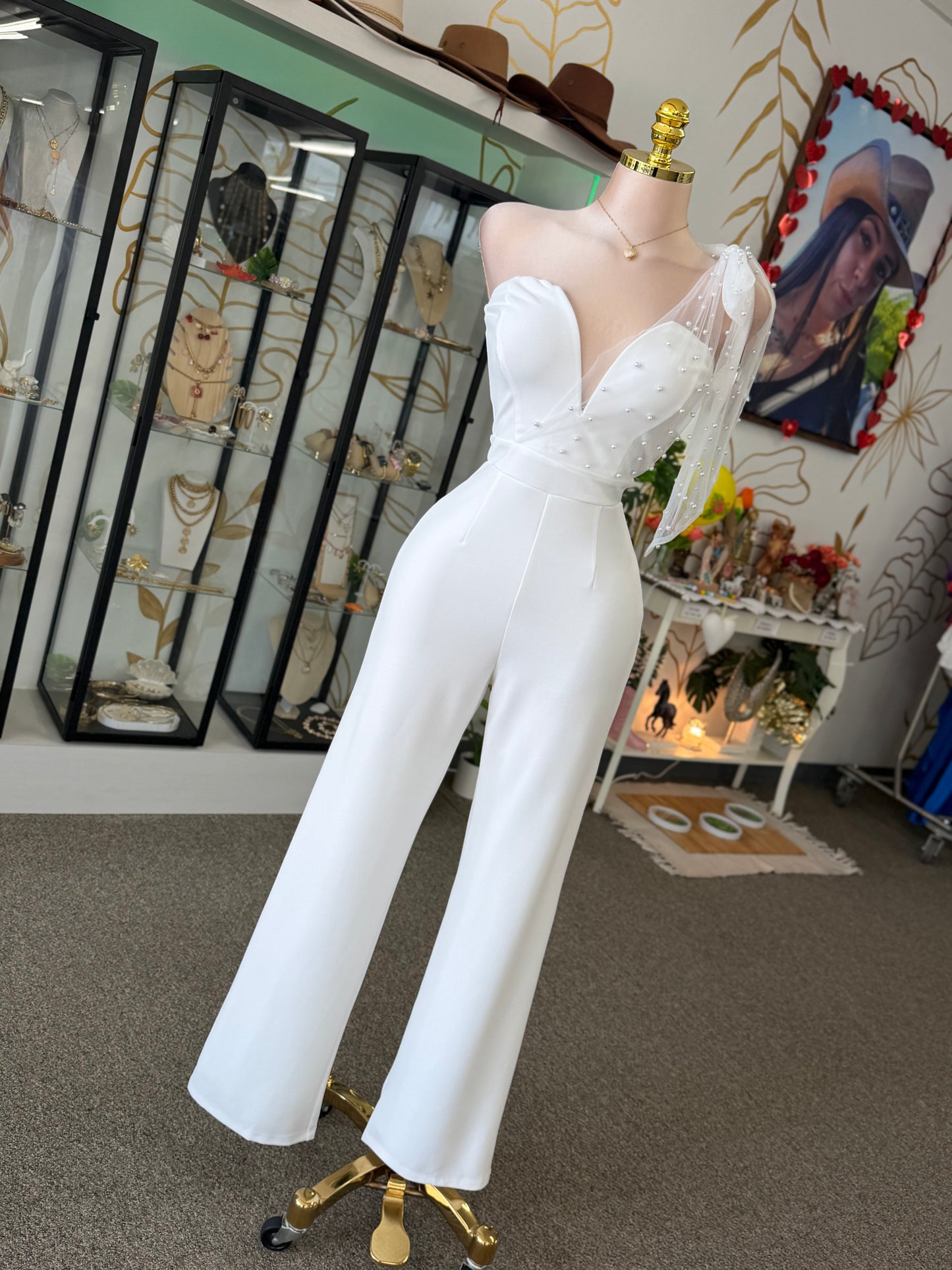 White🤍✨ Pearl Elegance Jumpsuit