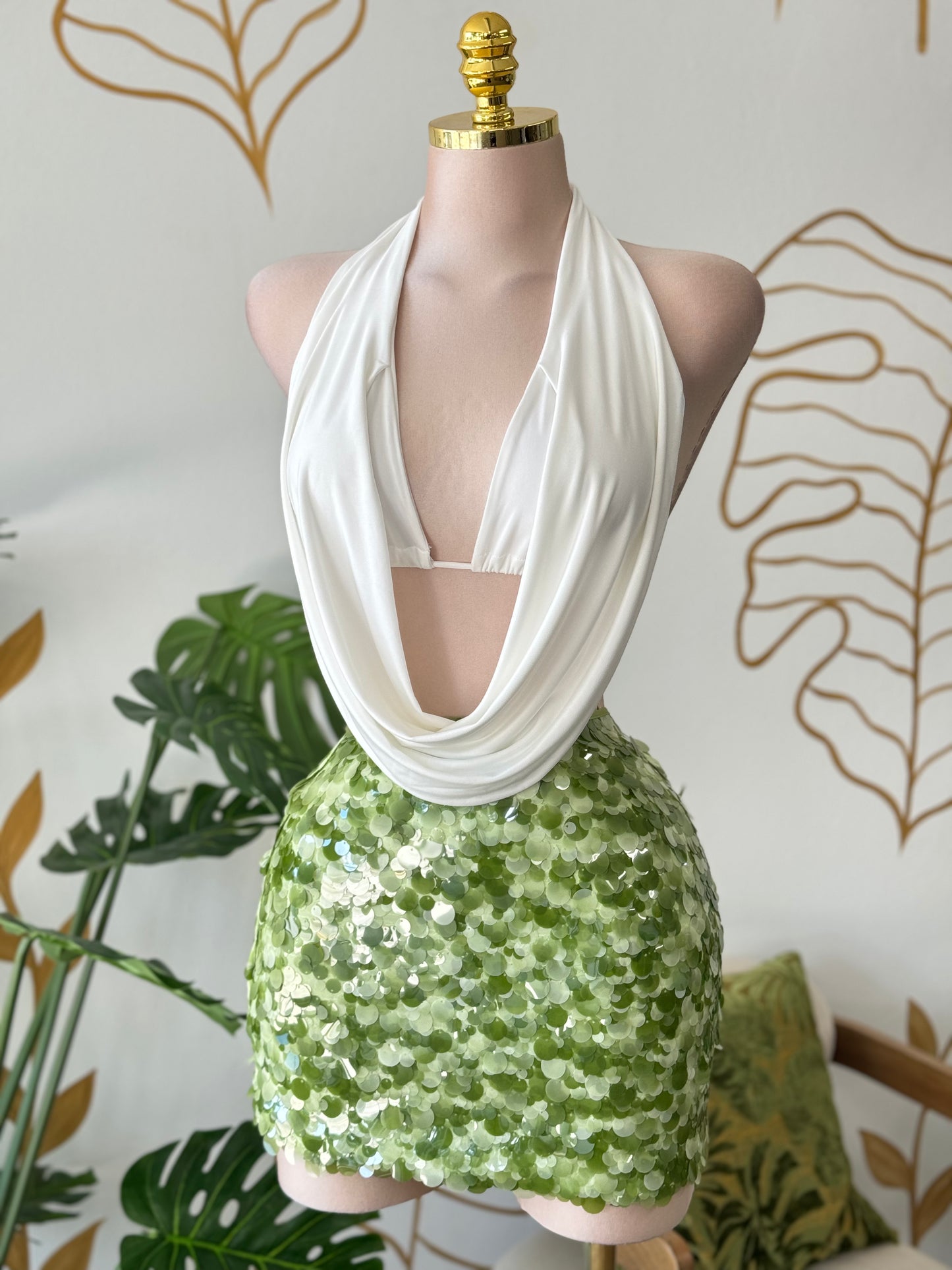 Emerald Glow Sequin Skirt