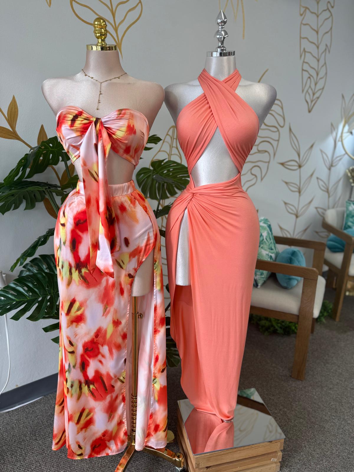 tangerine wrap dress