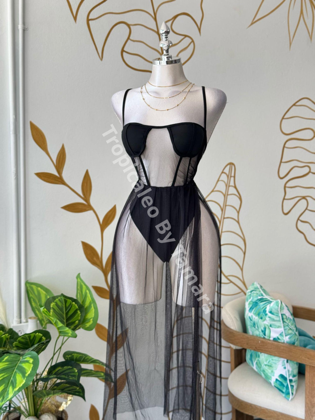 Midnight Mist Mesh Black Dress