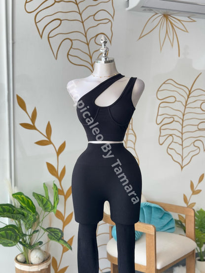 Black Asymmetrical Crop Top