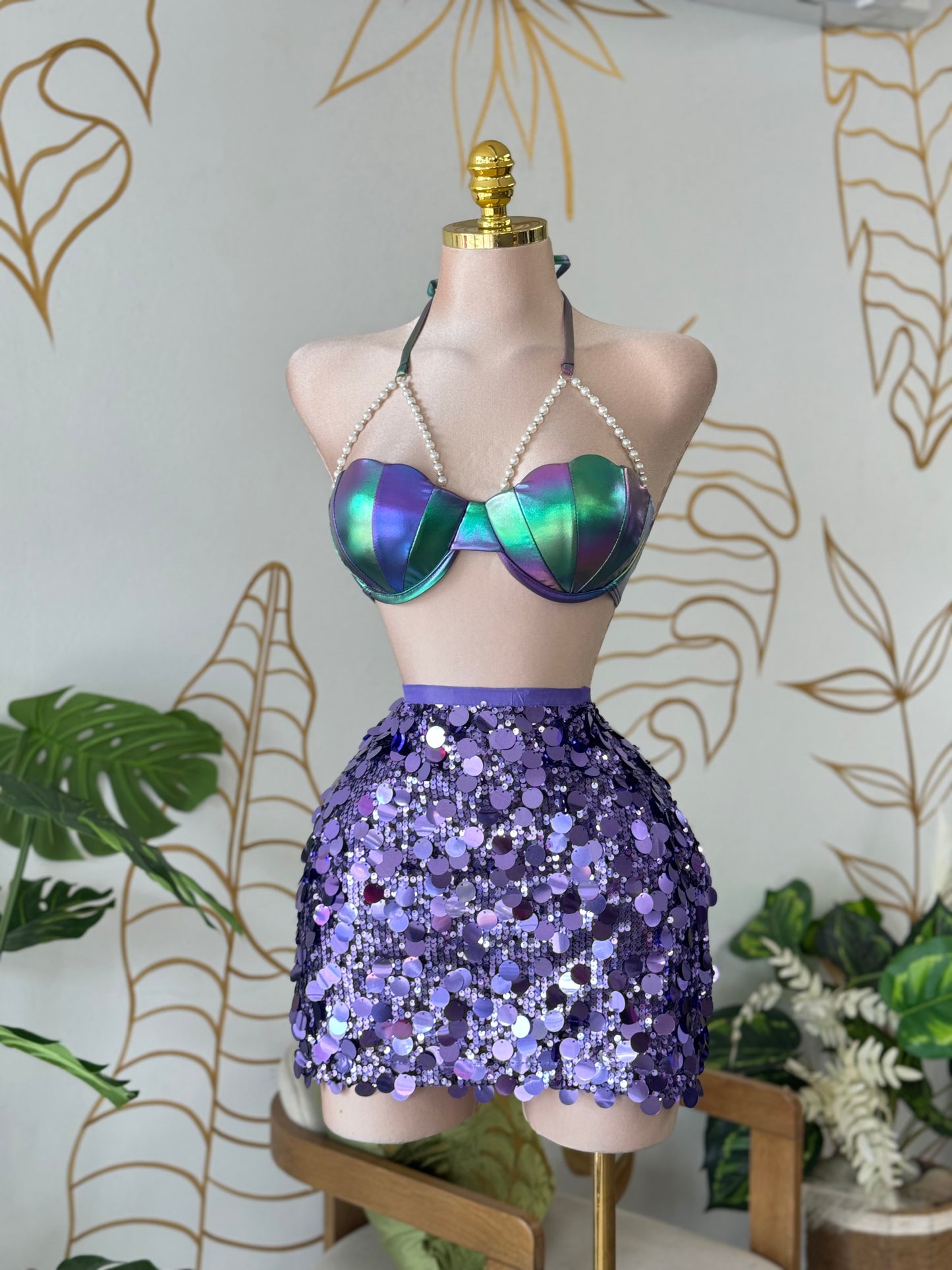 Purple Wave Sequin Skirt