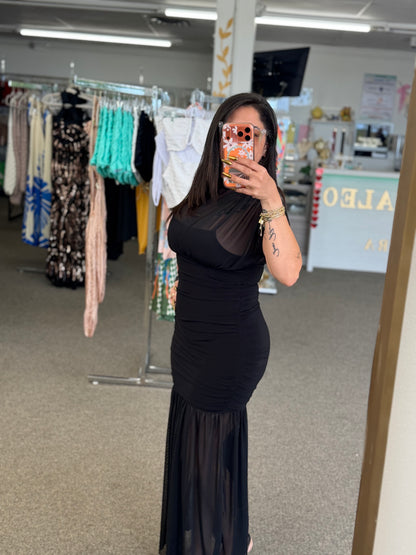 Noir Siren Mesh Dress 🖤✨
