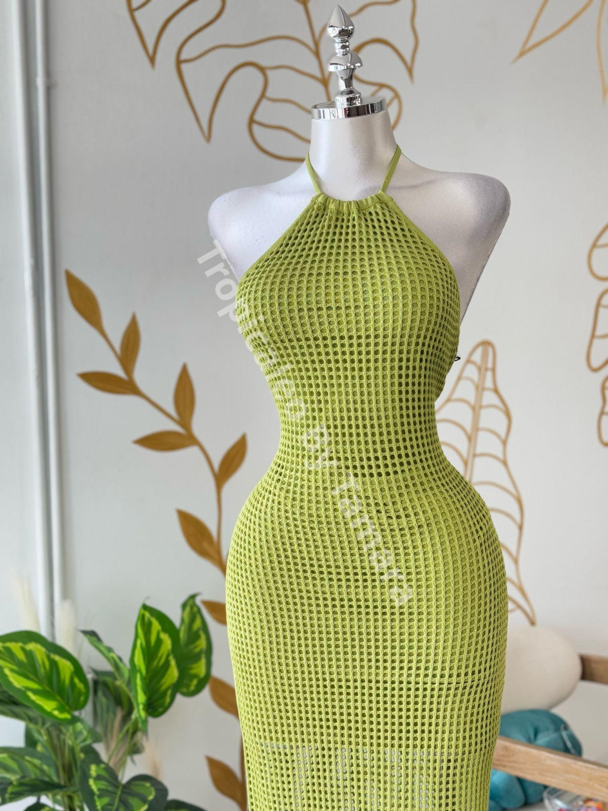 Lime Knit Halter Dress