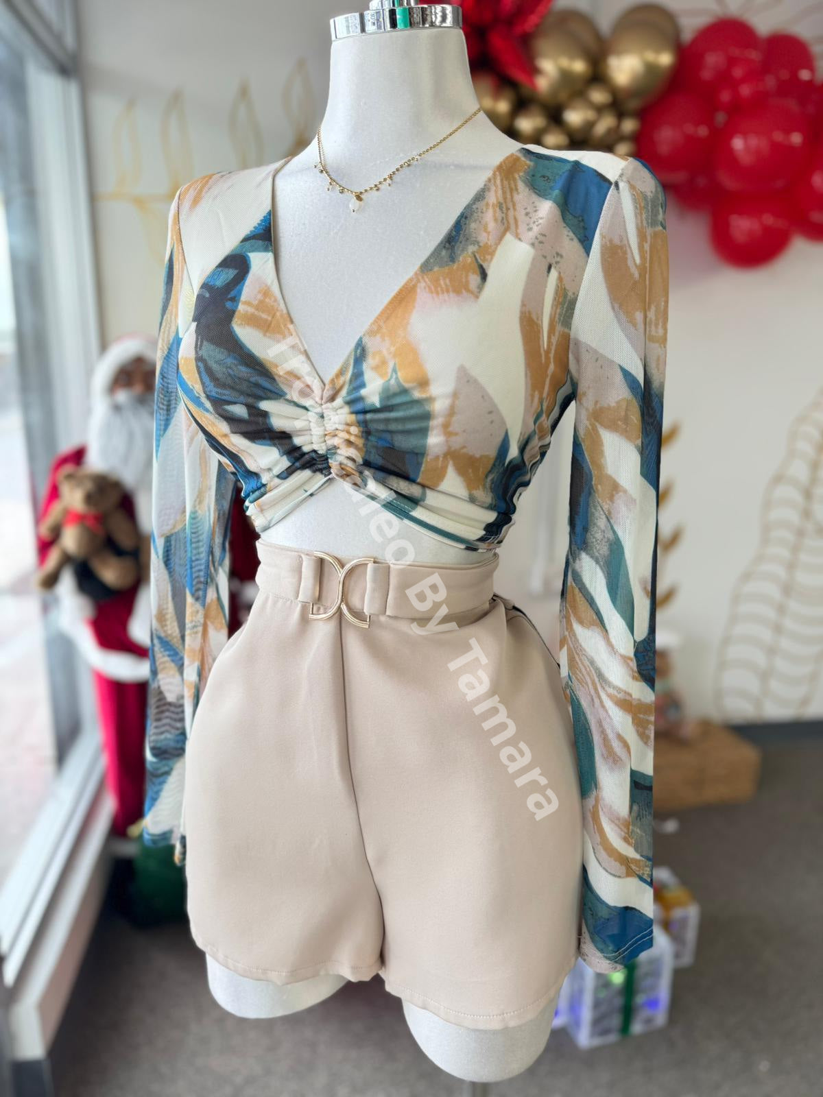 High-Waisted Belted Shorts