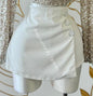 White Button Wrap Skort Small / Blanco