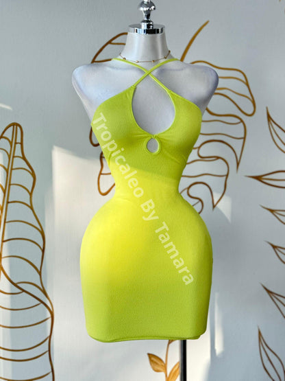 Hourglass Keyhole Dress Large / Verde Lima