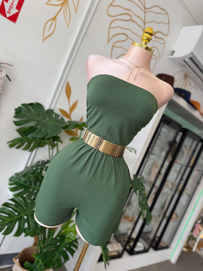 Olive Strapless Romper 🫒✨