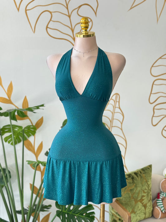 Teal Glow Halter Romper