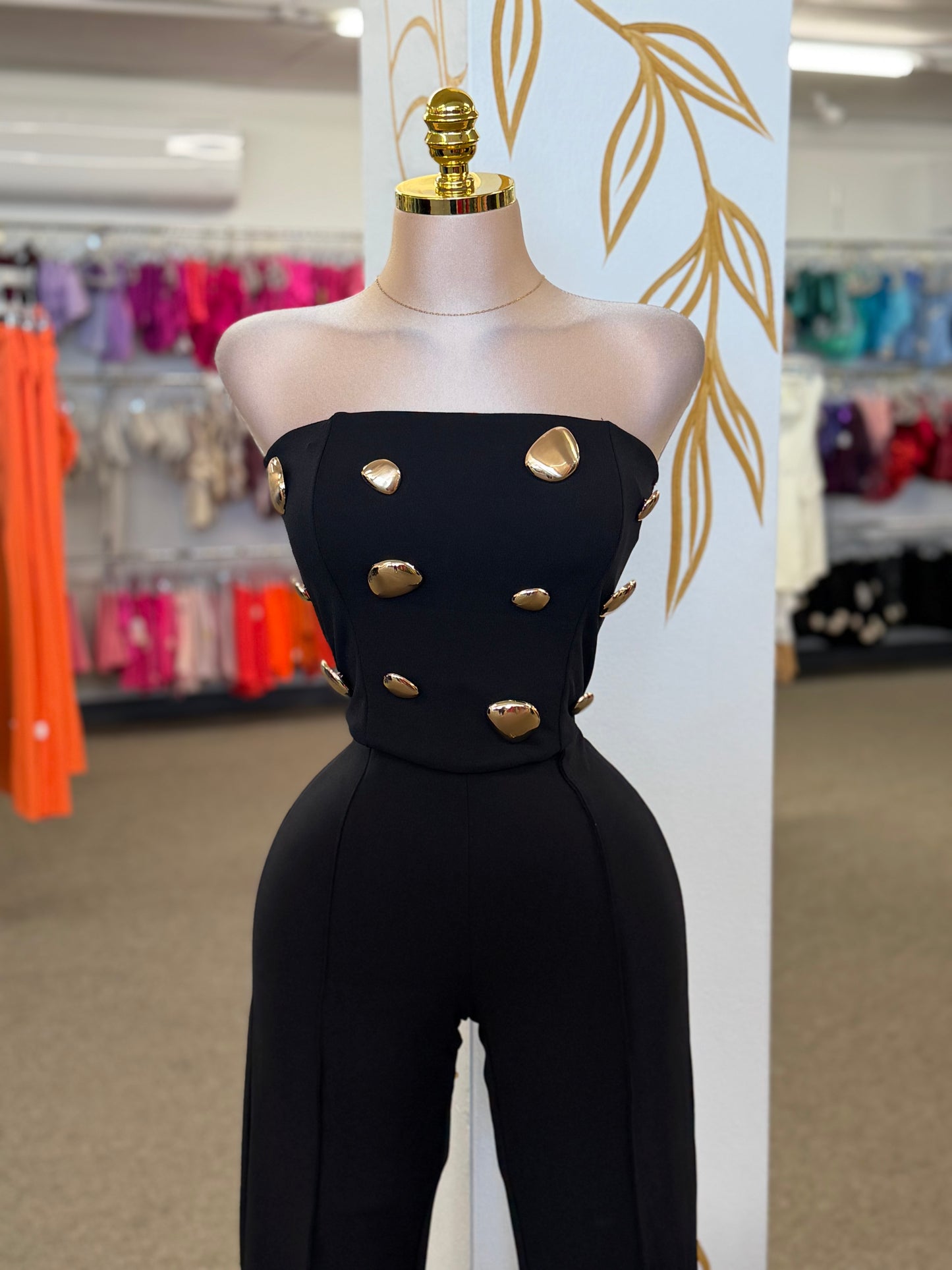 Black Luxe Gold Detail Jumpsuit
