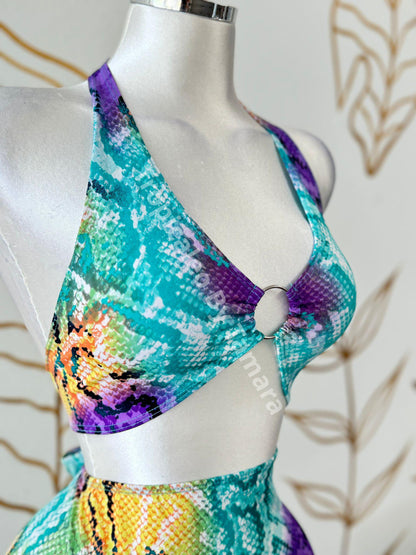 Tropical Snake Print Two-Piece Set