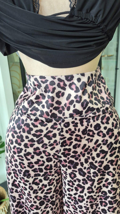 Pantalón Palazzo Animal Print con Zipper Lateral