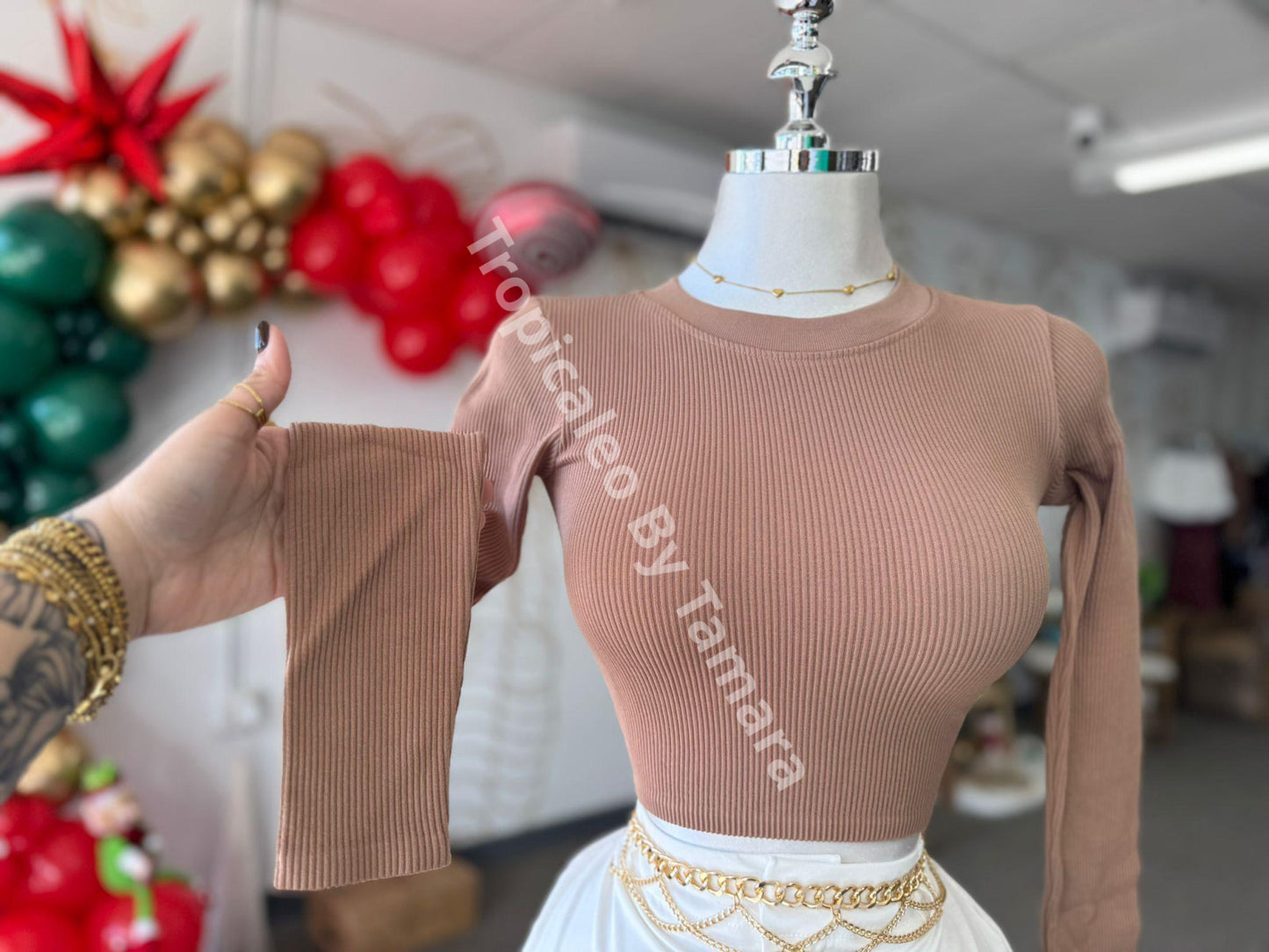 Ribbed Brown Top One Size