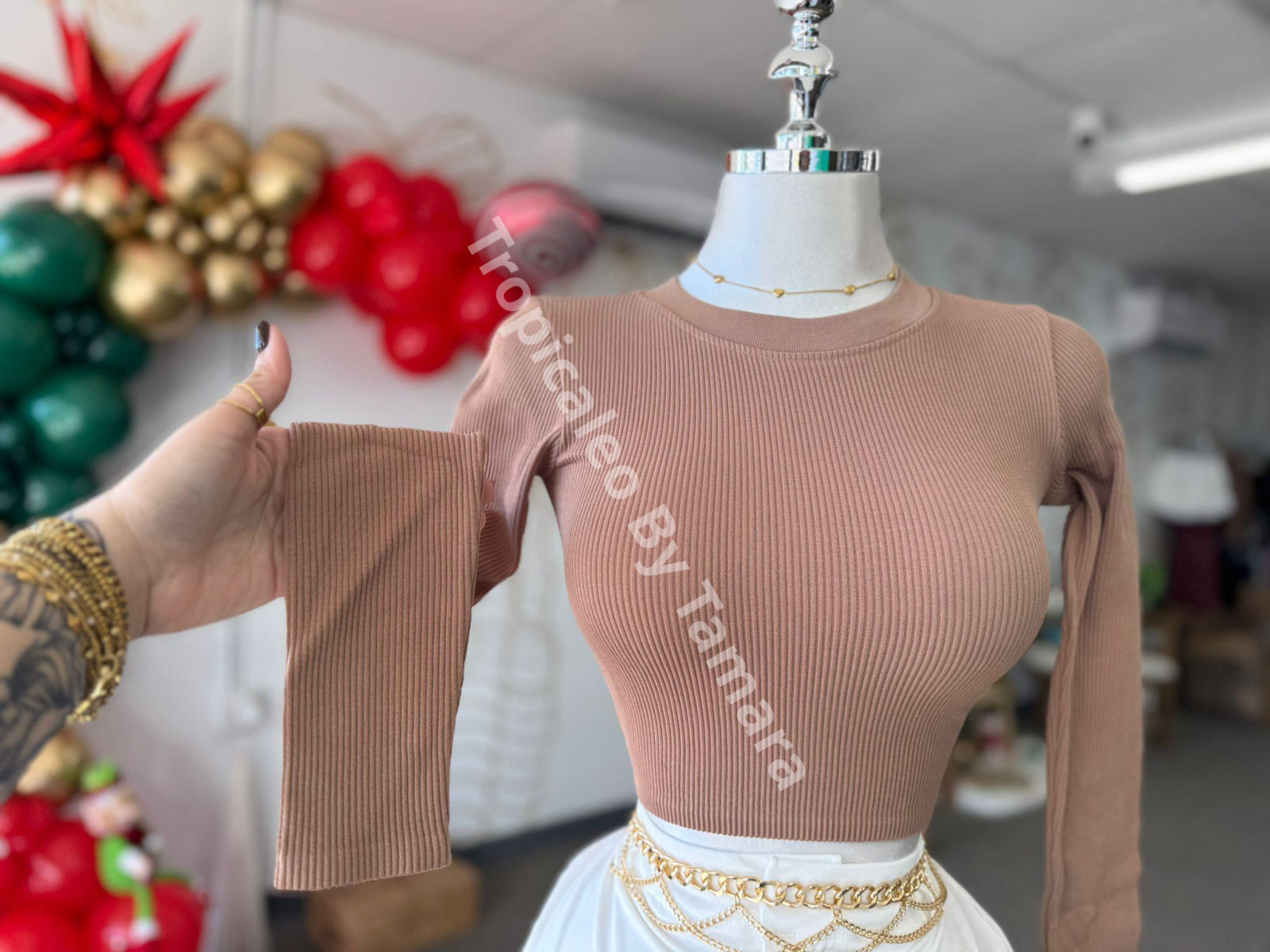 Ribbed Brown Top One Size