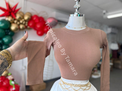 Ribbed Brown Top One Size