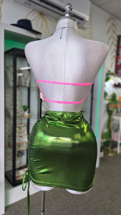 Top Strapless Rosa Corte Corazón de Lentejuelas