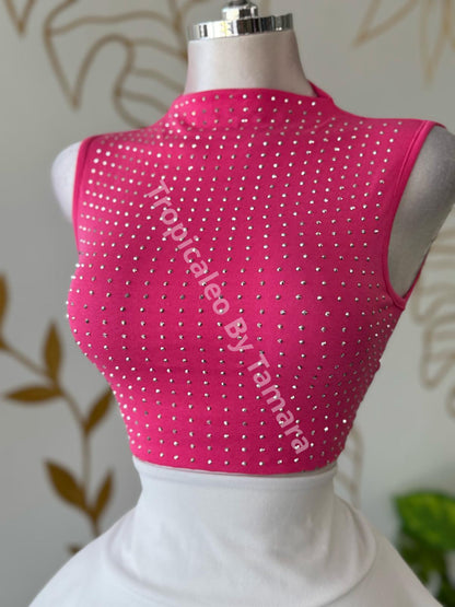 GlitzCrop Pink Top