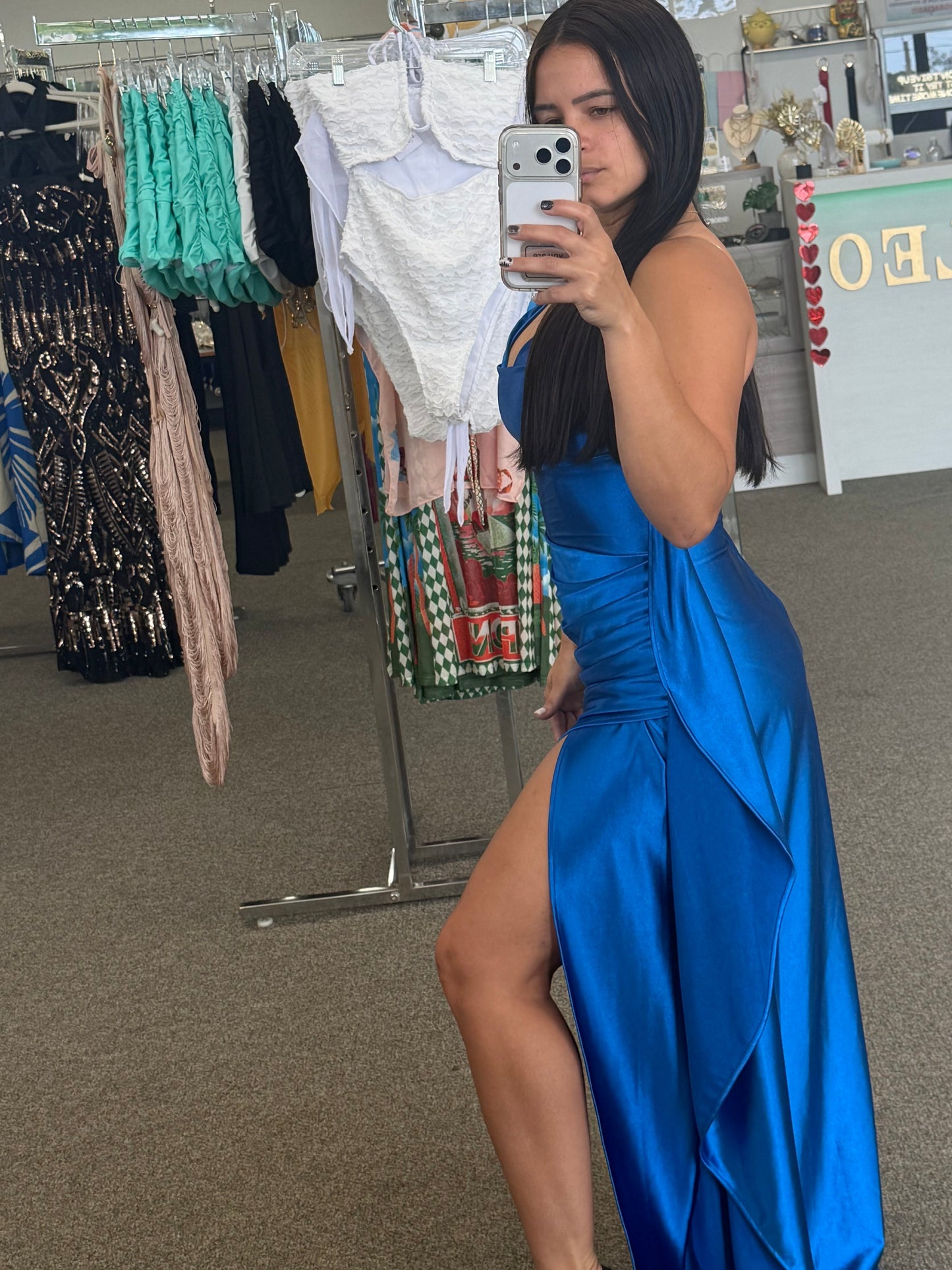 Royal Satin Wrap Dress 💙✨