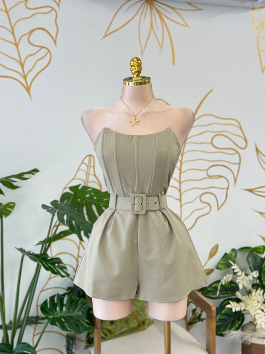 Nude Sand Strapless Romper