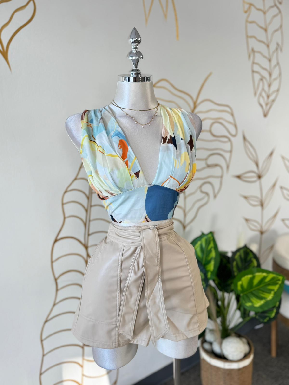 Vibrant Floral V-Neck Crop Top
