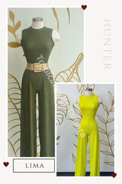 Textured Sleeveless Wide-Leg (2 Piezas)