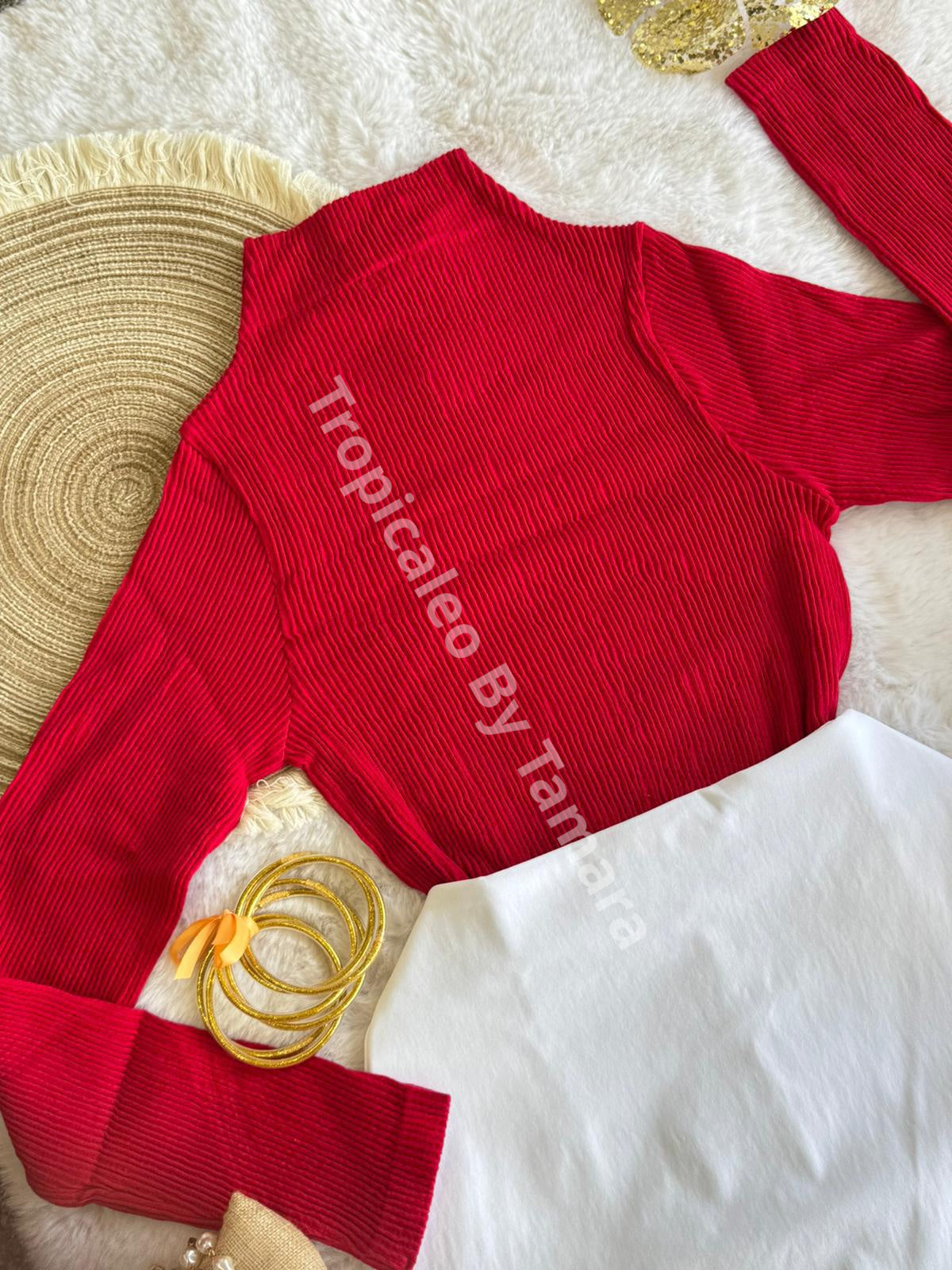 Half Turtleneck Knit Crop One Size