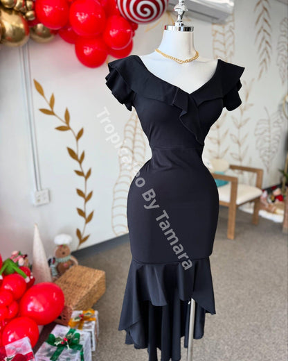Glam Ruffle Dress Small / Negro