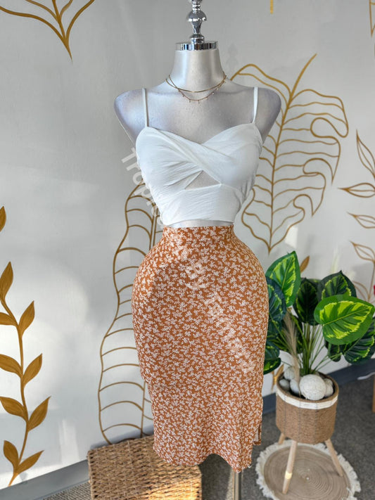 Floral Print Midi Skirt