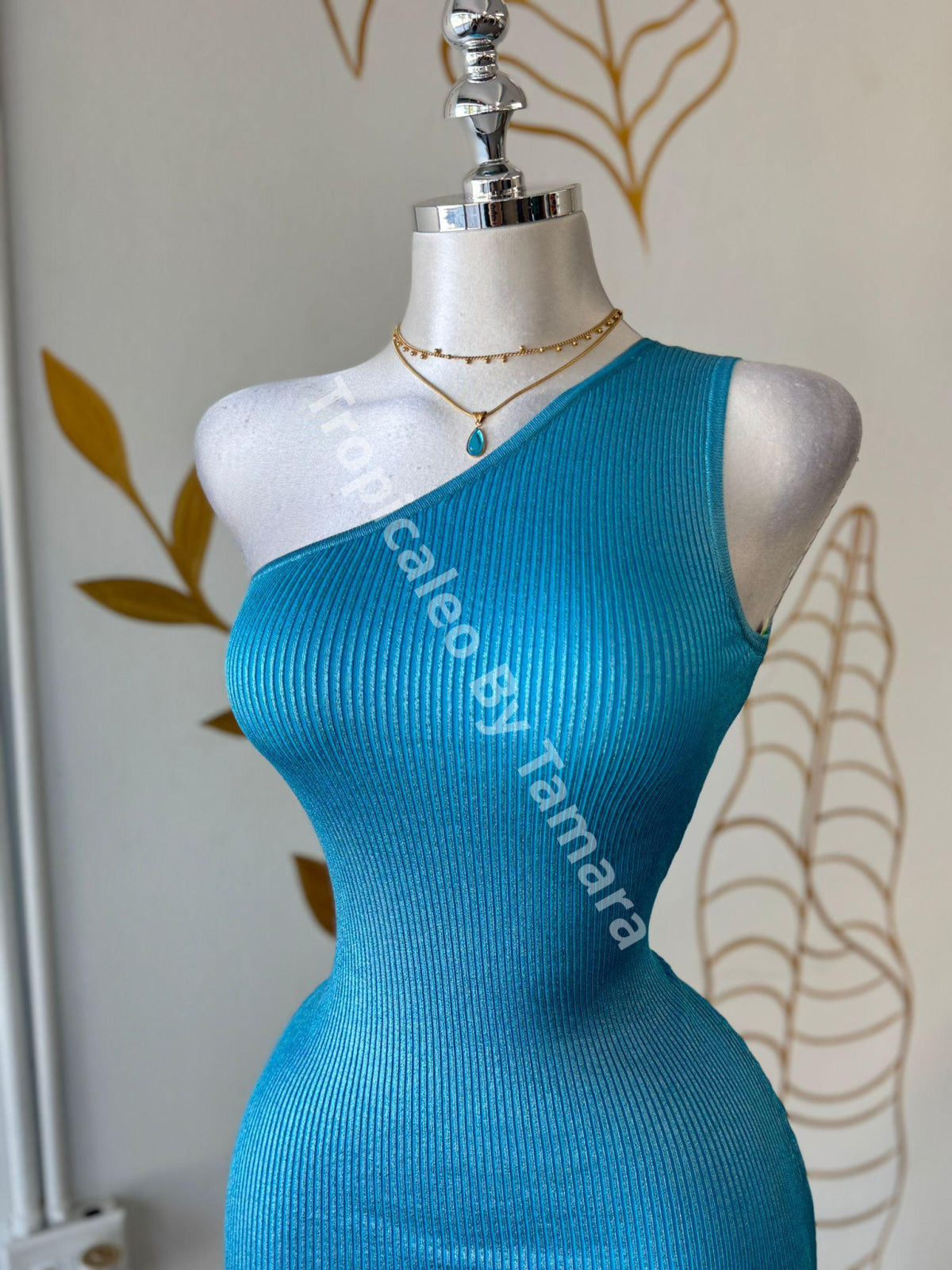 Aqua Chic One Shoulder Dress