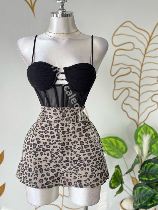Black Mesh Corset Top
