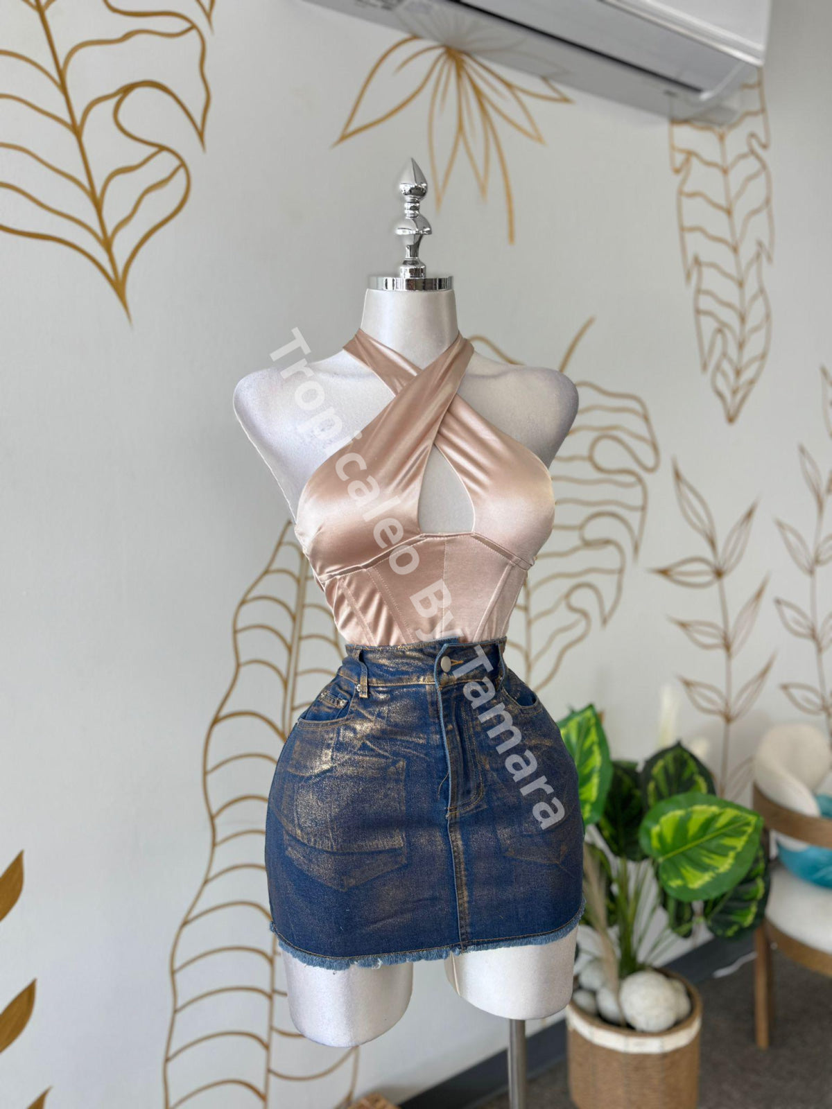 Golden Denim Skirt (Falda)