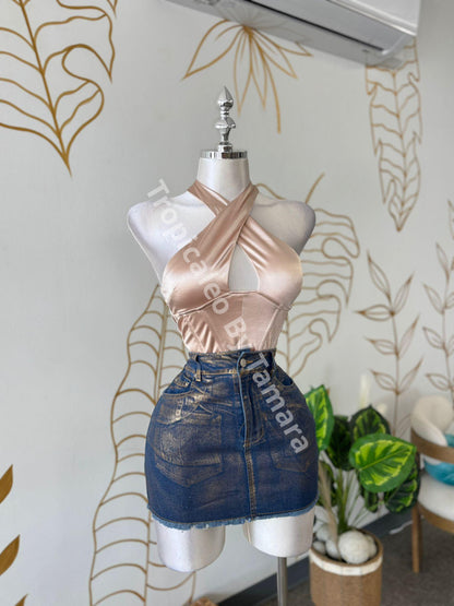 Golden Denim Skirt (Falda)