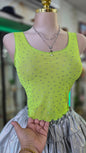 Top Mesh Verde Lima con Rhinestones – Transparenta