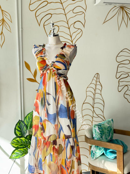 Sunset Breeze V Neck  Maxi Dress