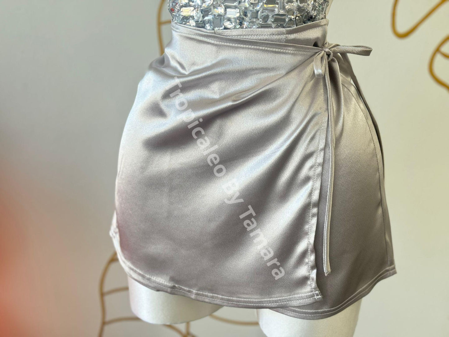 Satin Wrap Skort Medium / Plata