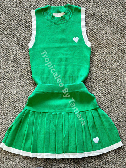 Preppy Heart Two-Piece Set (Disponibles 4 Colores) Medium / Verde Detalles Blancos