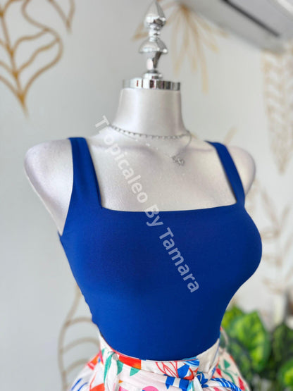 Blue Cropped Tank Top Medium