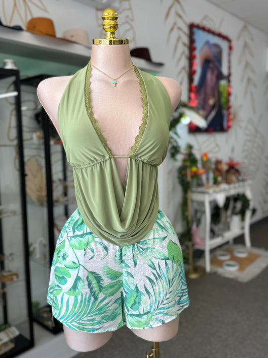 Olive Breeze Drape Top 🌿✨